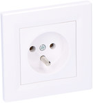 Single socket with earthing, white ASFORA