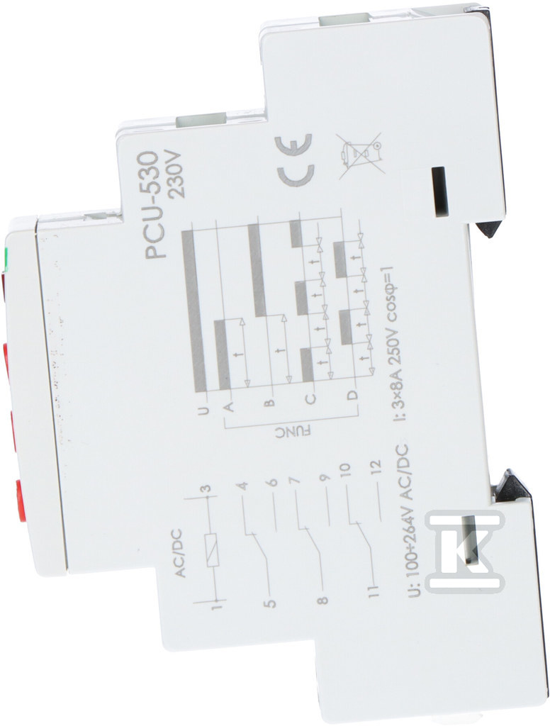 Časové relé 10 funkcií 3xNO/NC 100-264V - PCU-530