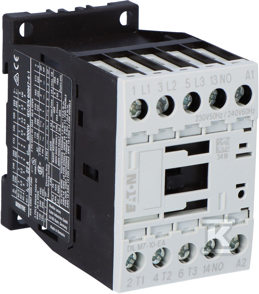 Contactor 3kW/400V, control 230VAC - 190025