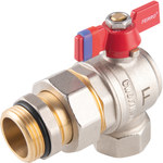 Angle nipple ball valve with butterfly, with screw connection, 1 ", F-Power