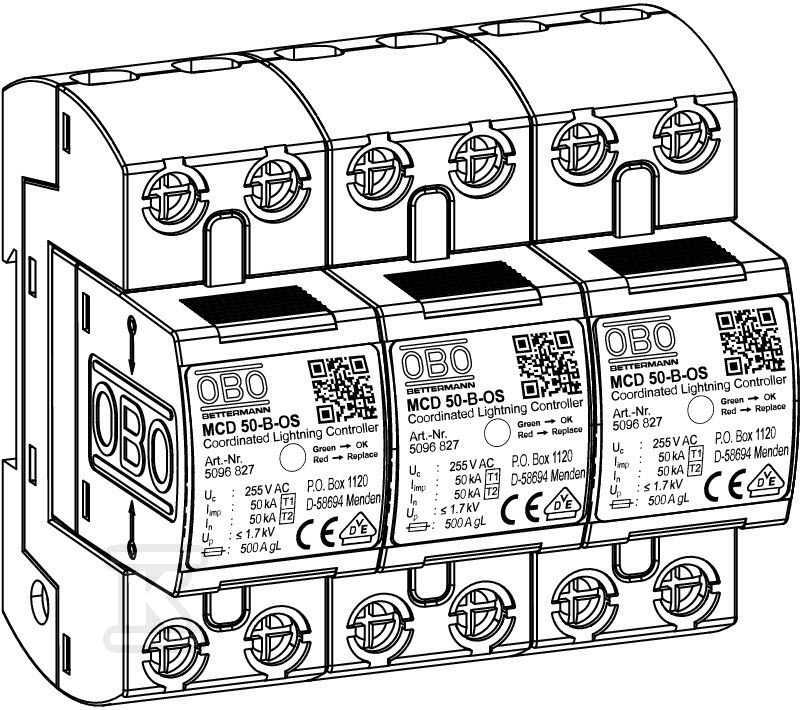 Ogranicznik przepięć, 3p Typ 1+2 (kl. - 5096835