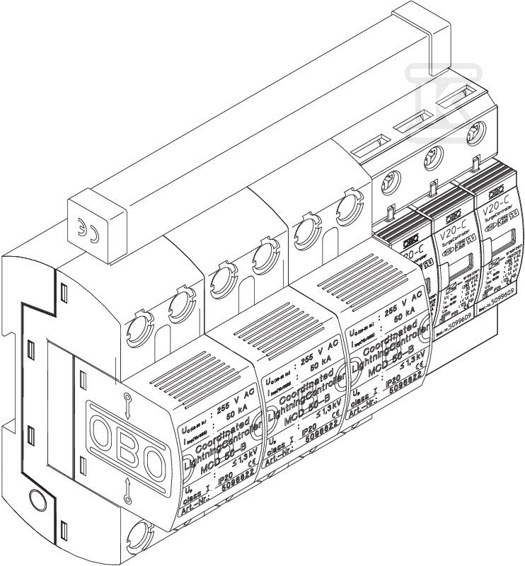 Ogranicznik przepięć, 3p Typ 1+2 (kl. - 5089754