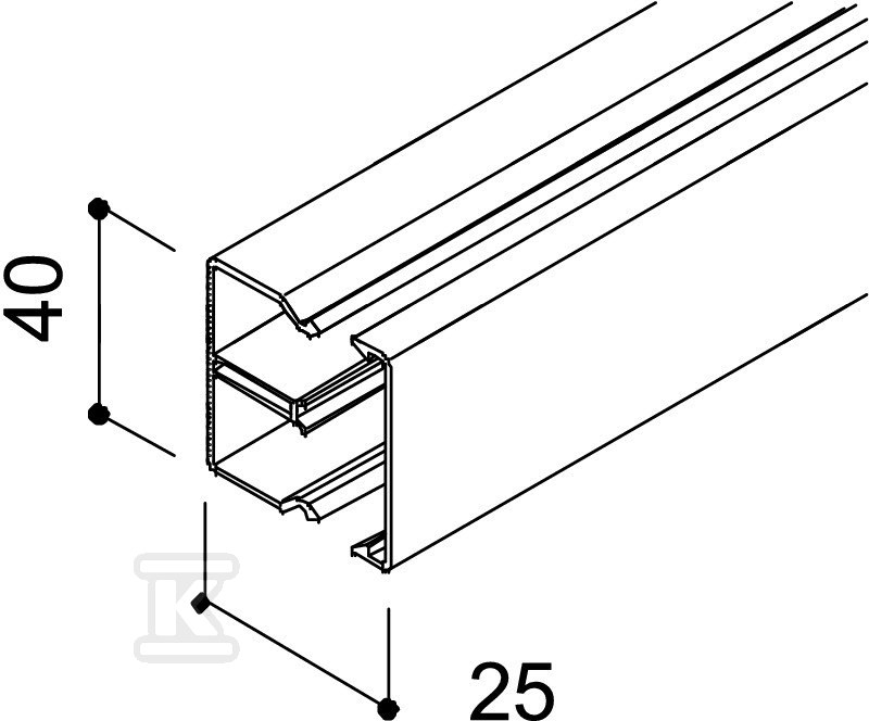Typ inštalačného kanála WDK-N25040RW - 6150640