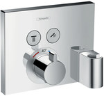 Hansgrohe ShowerSelect termosztatikus csaptelep 2 vevőhöz Fixfittel és Porterrel, rejtett telepítés, külső elem 15765000