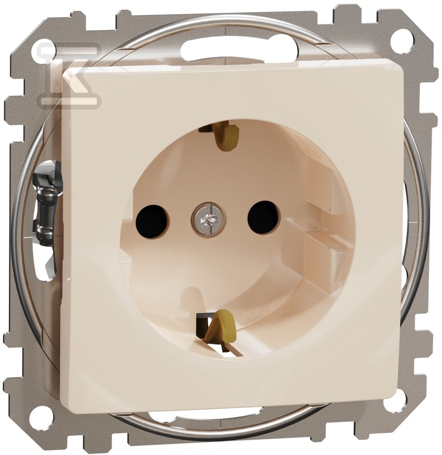 Schuko socket with shutters, beige - SDD112021