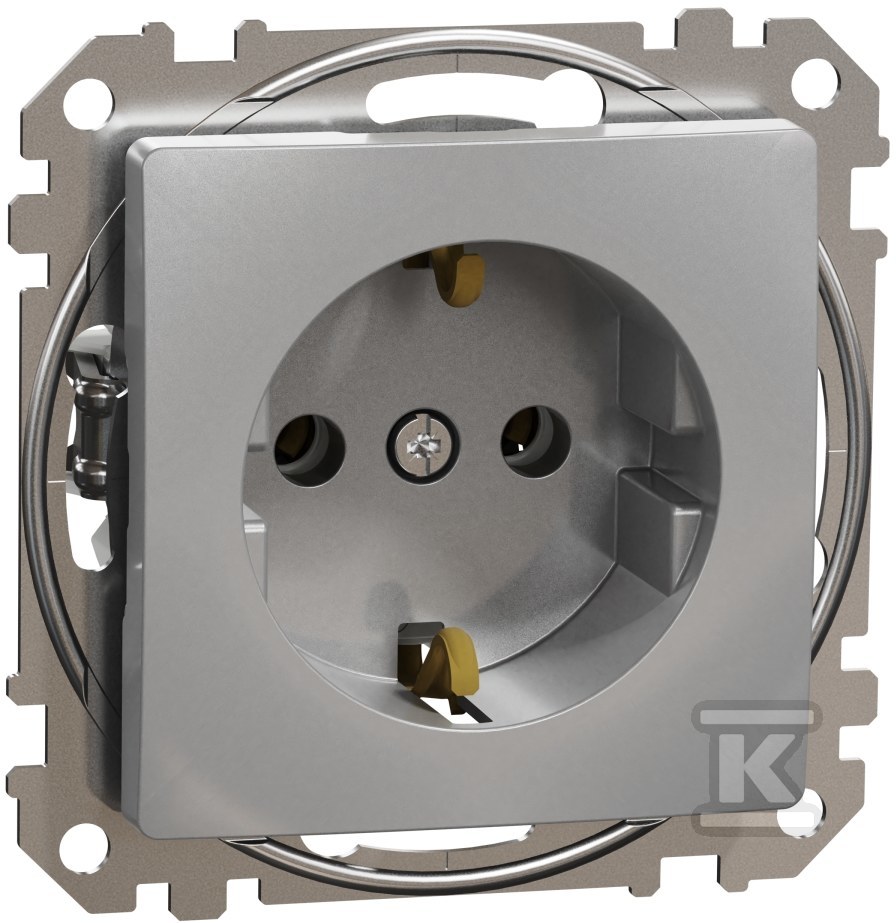 Schuko socket, silver aluminum SEDNA - SDD113025