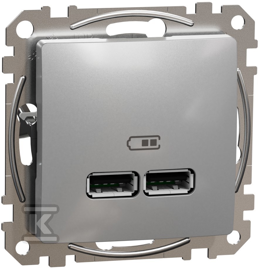 USB charging socket A+A 2.1A, silver - SDD113401