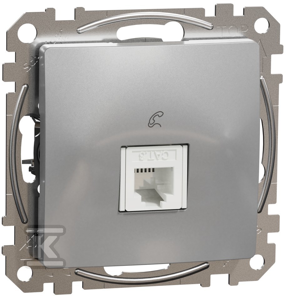 RJ11 telephone socket, silver aluminum - SDD113491