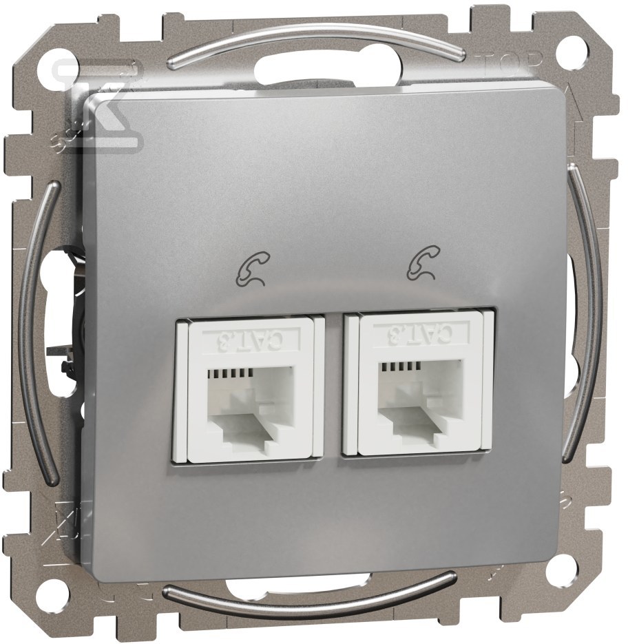 2xRJ11 telephone socket, silver - SDD113492