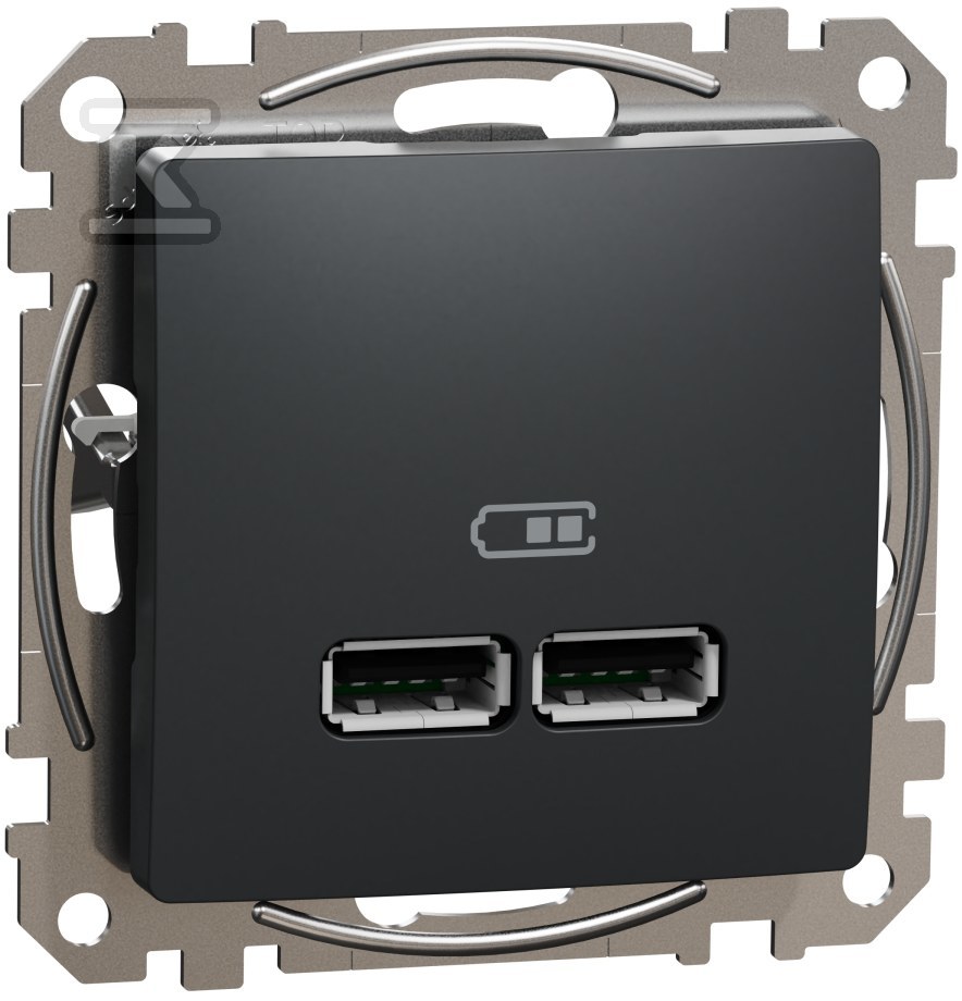 USB charging socket A+A 2.1A, black - SDD114401