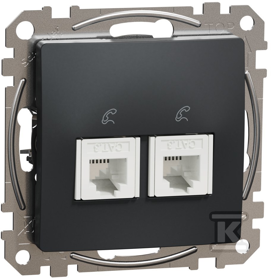 Telephone socket 2xRJ11, black - SDD114492