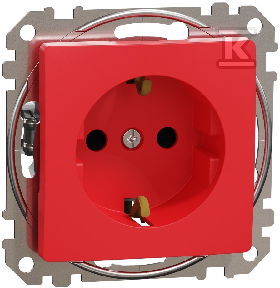 Red schuko socket with shutters SEDNA - SDD115021