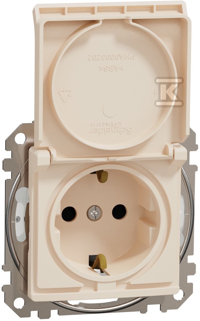 Schuko socket with shutters IP44, beige - SDD212023