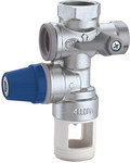 Hydrauliczna grupa bezpieczeństwa do zasobników c.w.u. do ins6talacji poziomej, z zaworem odcinającym i zaworem zwrotnym z możliwością nadzoru 3/4