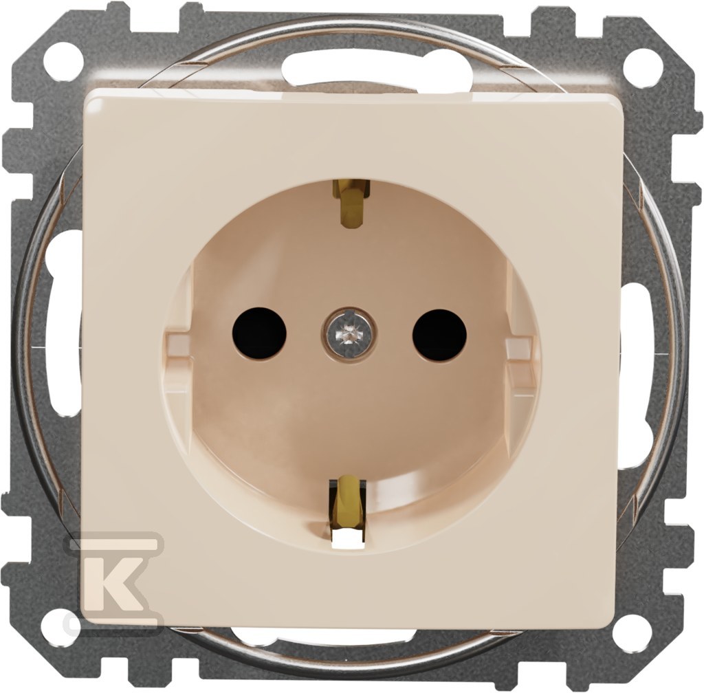 Schuko socket with shutters, beige - SDD112021