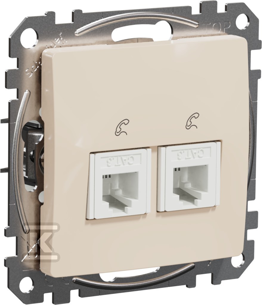 2xRJ11 telephone socket, beige SINGLE - SDD112492