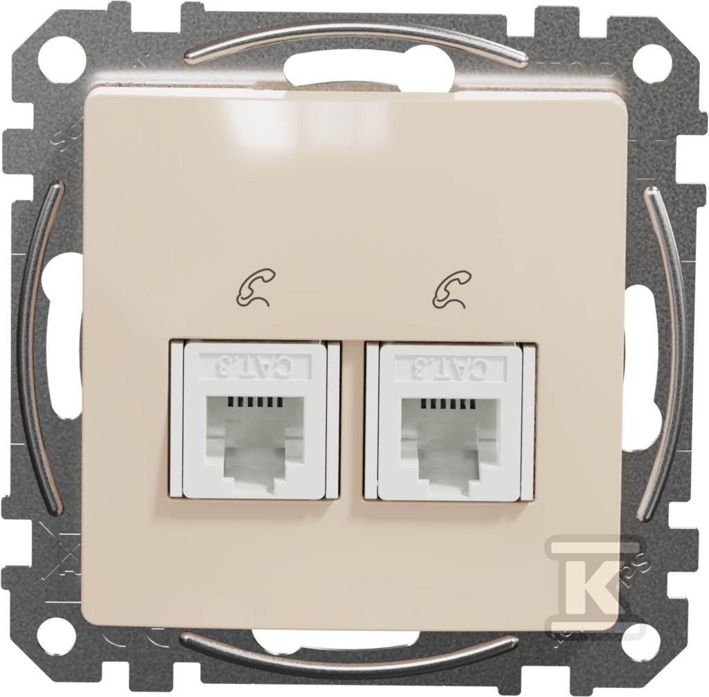 2xRJ11 telephone socket, beige SINGLE - SDD112492