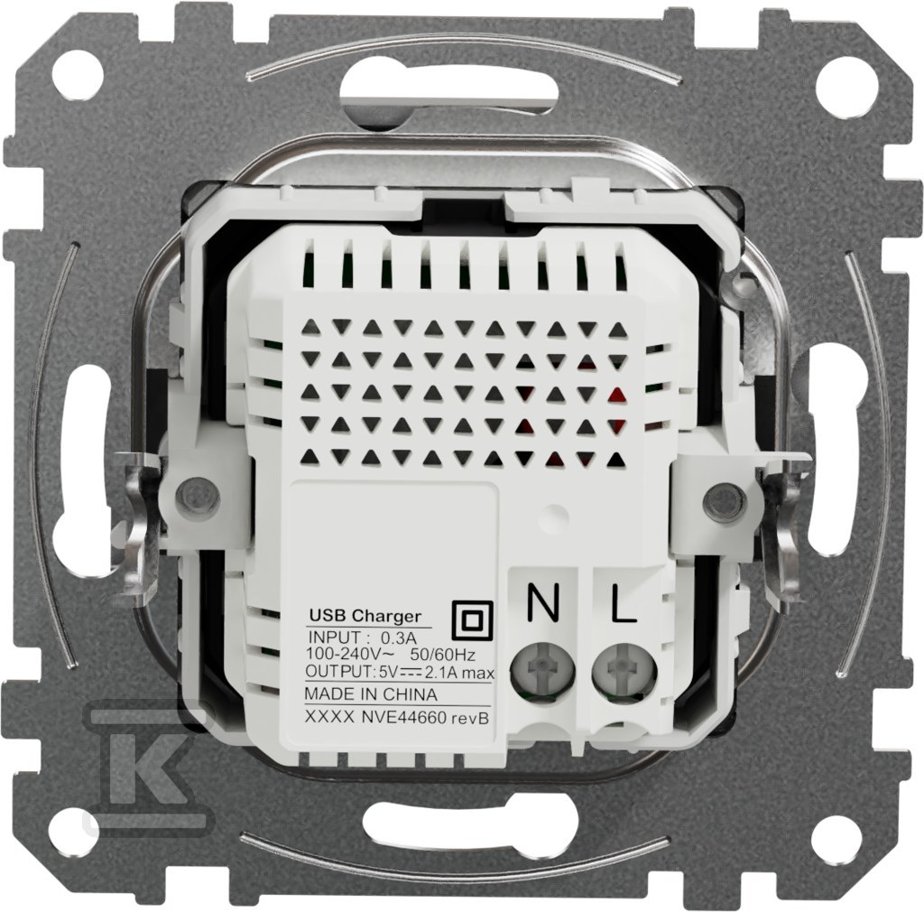 USB charging socket A+A 2.1A, silver - SDD113401