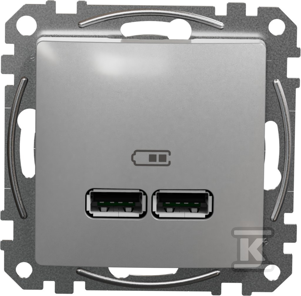 USB charging socket A+A 2.1A, silver - SDD113401