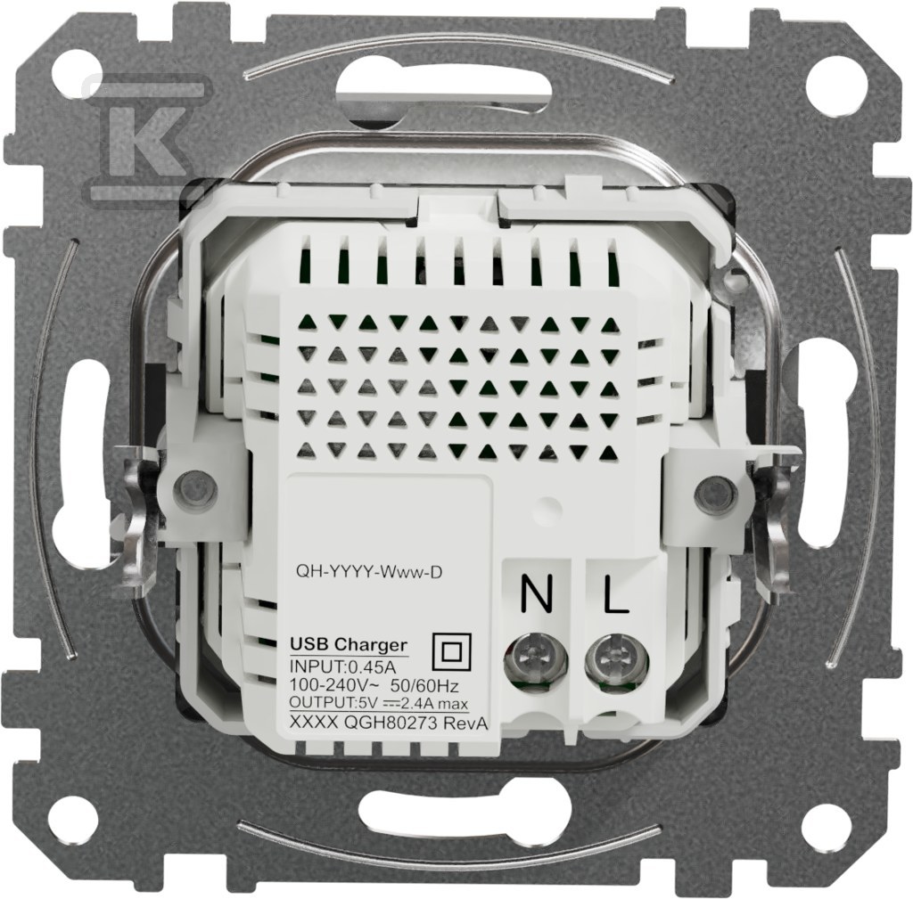 Gniazdo ładowania USB A+C 2,4A, srebrne - SDD113402