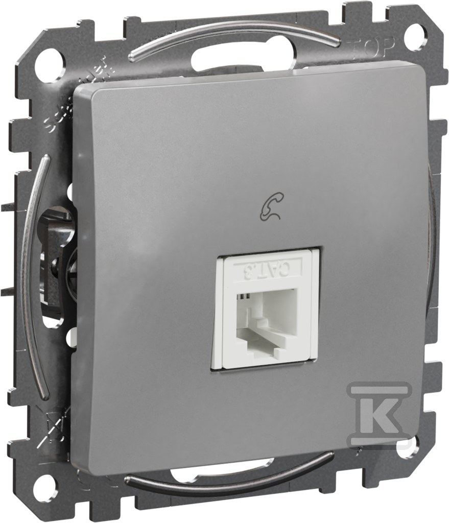 RJ11 telephone socket, silver aluminum - SDD113491