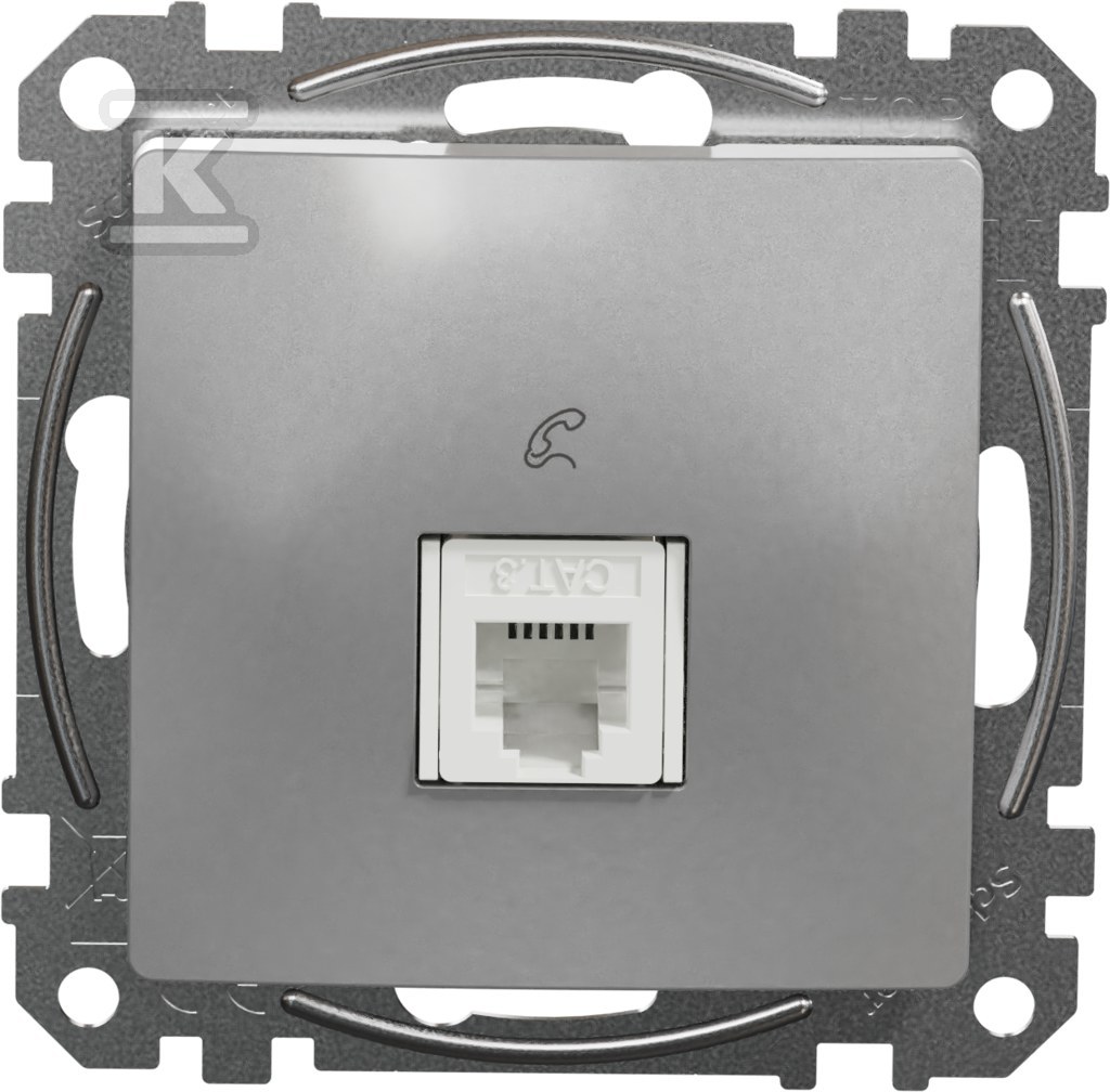 RJ11 telephone socket, silver aluminum - SDD113491