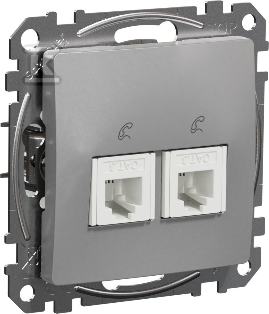 2xRJ11 telephone socket, silver - SDD113492