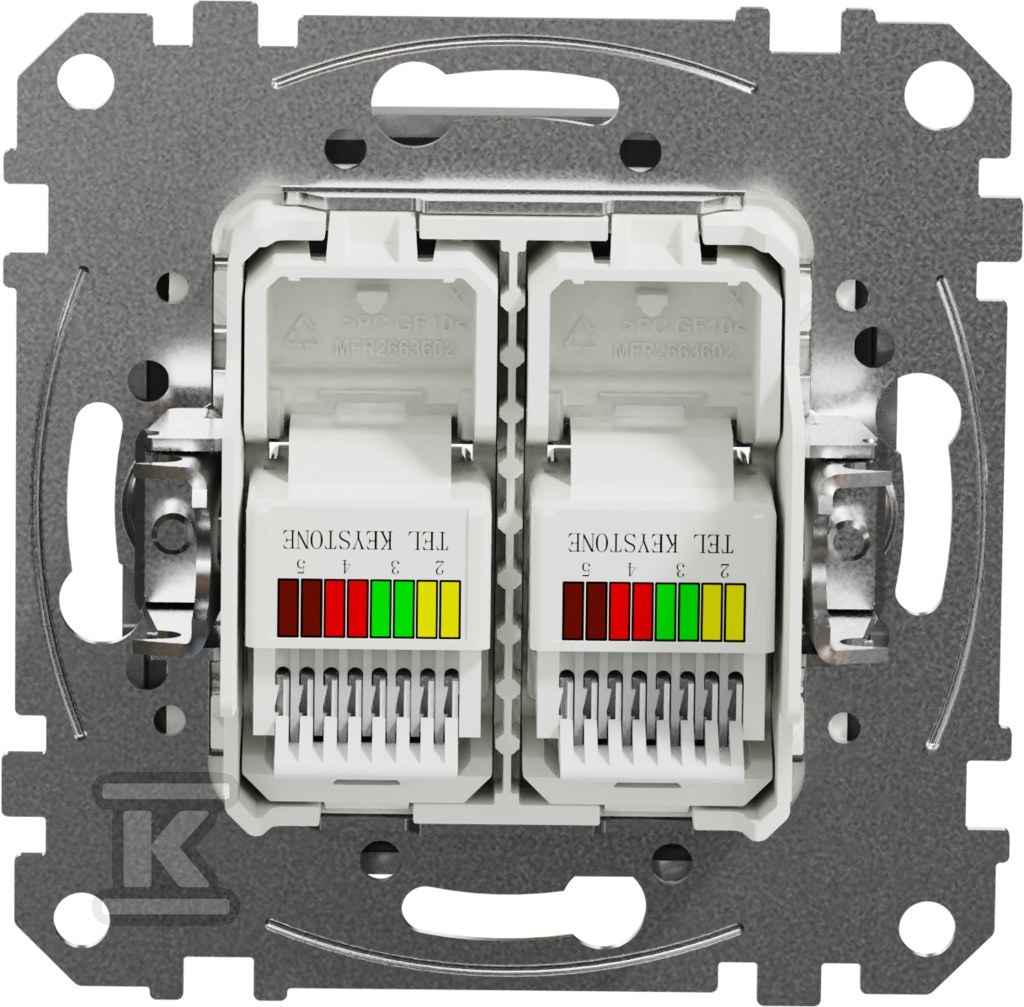 2xRJ11 telephone socket, silver - SDD113492