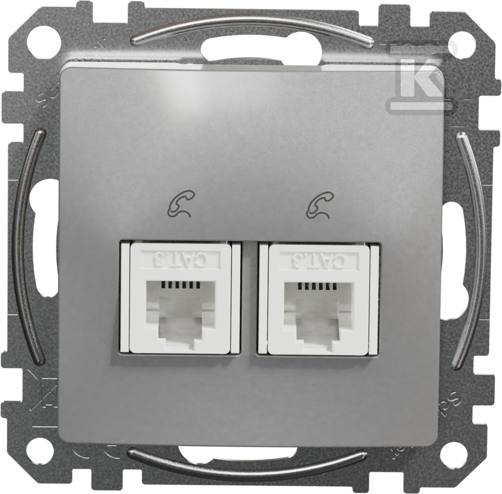 2xRJ11 telephone socket, silver - SDD113492