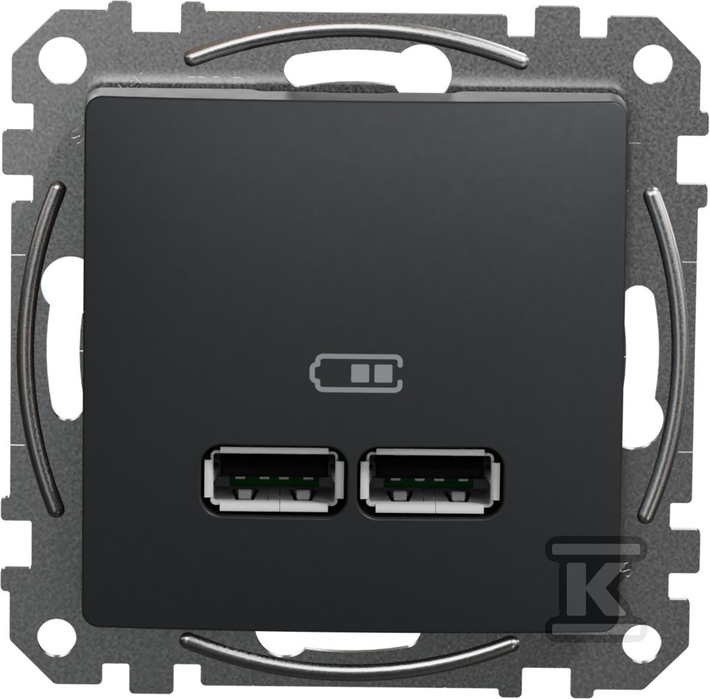 USB charging socket A+A 2.1A, black - SDD114401