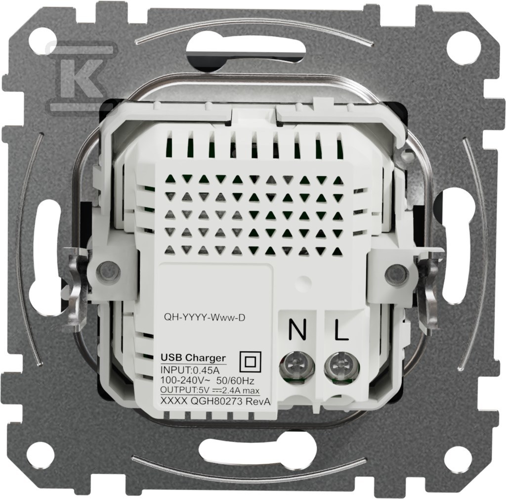 USB töltőaljzat A+C 2.4A, fekete - SDD114402