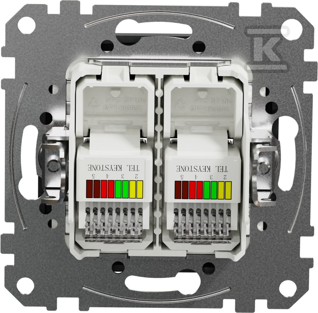 Telephone socket 2xRJ11, black - SDD114492