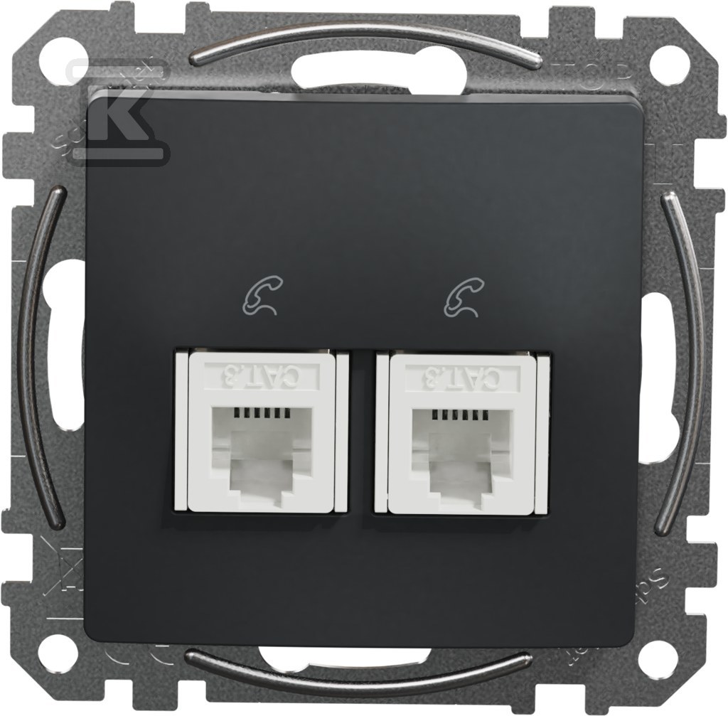 Telephone socket 2xRJ11, black - SDD114492