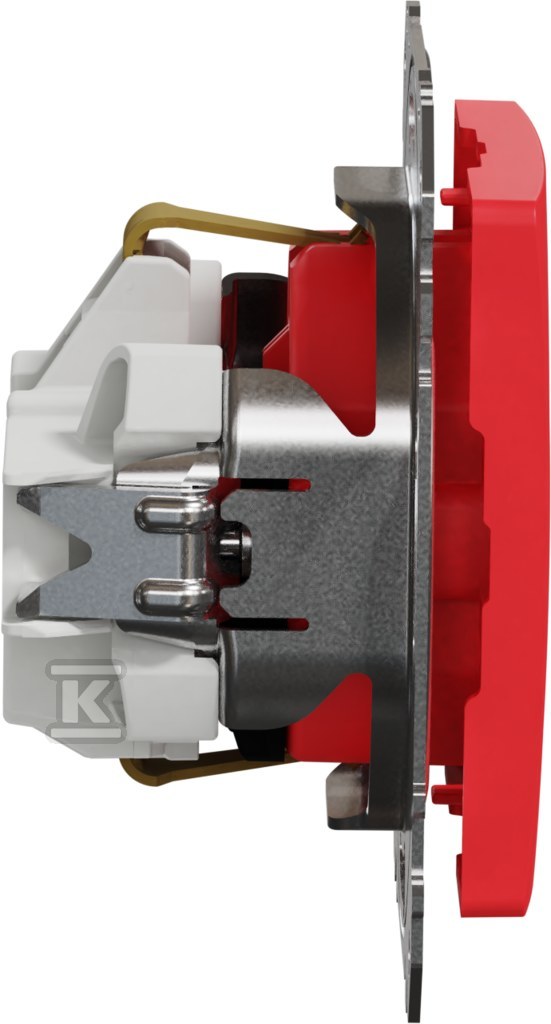 Red schuko socket with shutters SEDNA - SDD115021