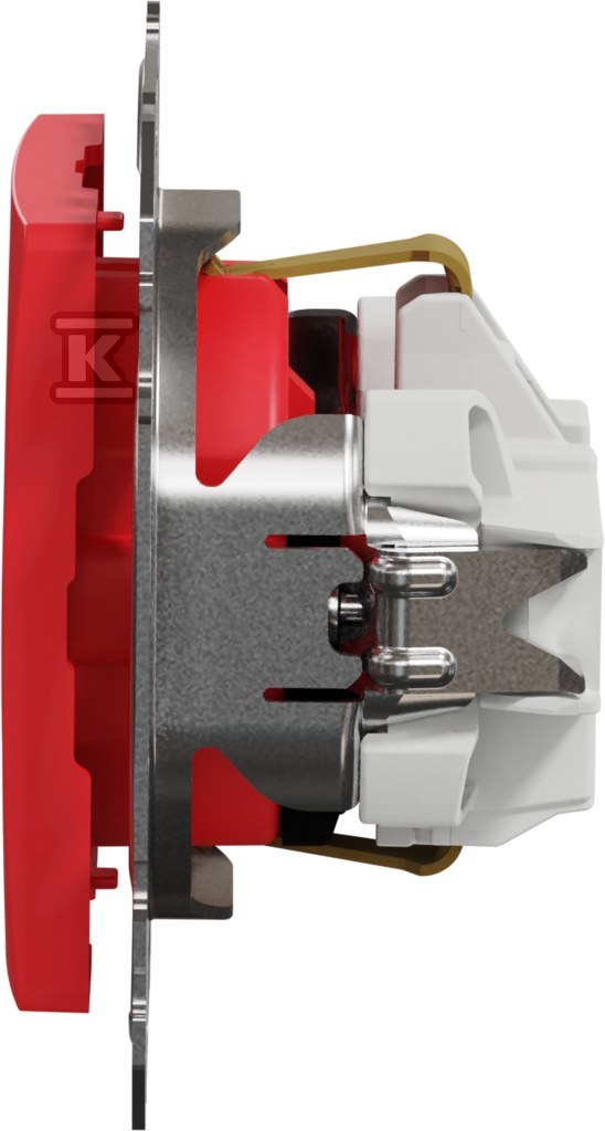 Red schuko socket with shutters SEDNA - SDD115021