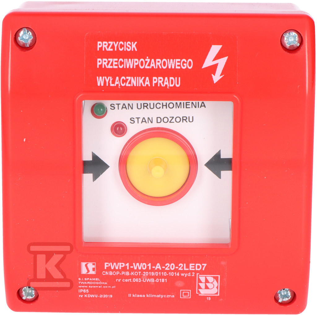 Przeciwpożarowy (PPOŻ) wyłącznik prądu - PWP1-W01-A-20-2LED7\.