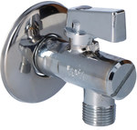 Angle ball valve 1/2" x 3/8" with rosette and filter, metal handle