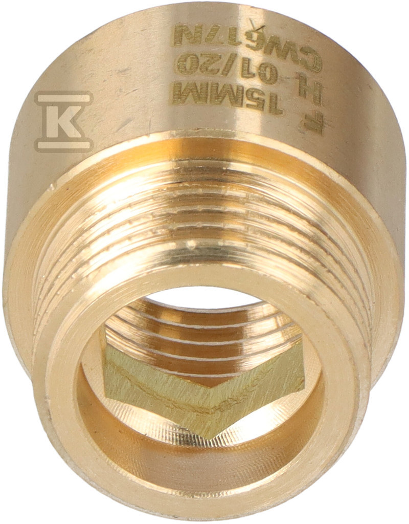 Przedłużka mosiężna 1/2" 15 mm żółta - HAO438