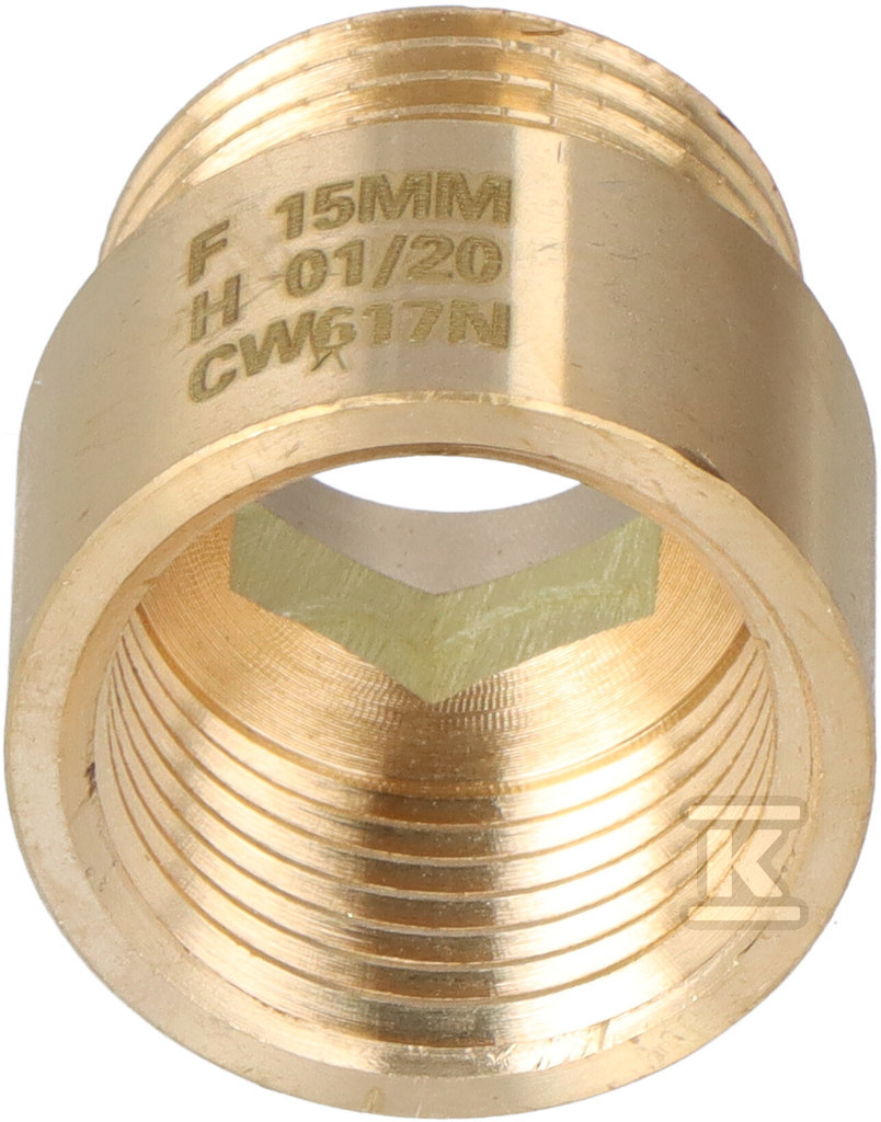 Przedłużka mosiężna 1/2" 15 mm żółta - HAO438