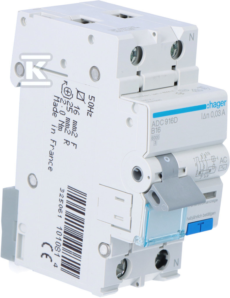 RCD s nadproudovým modulem B/6KA, 16A, - ADC916D