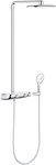 GROHE Rainshower SmartControl 310 - shower system with thermostat for wall mounting, chrome / white, single-jet rain shower, 4-spray hand shower with 9.5 l / min flow limiter, 500mm shower arm, safety lock