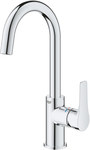 Grohe Eurosmart Einhand-Waschtischarmatur, Größe L, Chrom, Durchflussbegrenzer 5,7 l/min, Keramikkopf 28 mm, Push-Open-Stecker