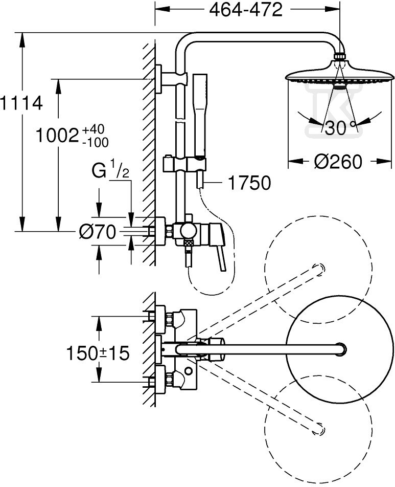 System prysznicowy Grohe Euphoria 260 z - 23061003