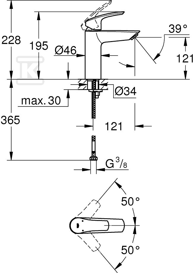 Eurosmart Single lever basin mixer, - 23324003