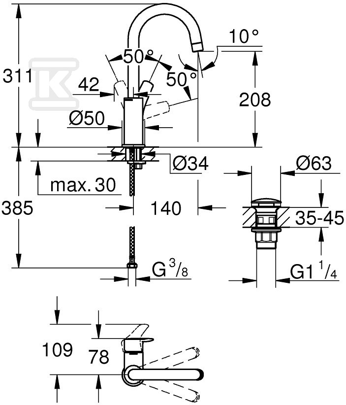 Grohe Eurosmart egykaros - 23970003