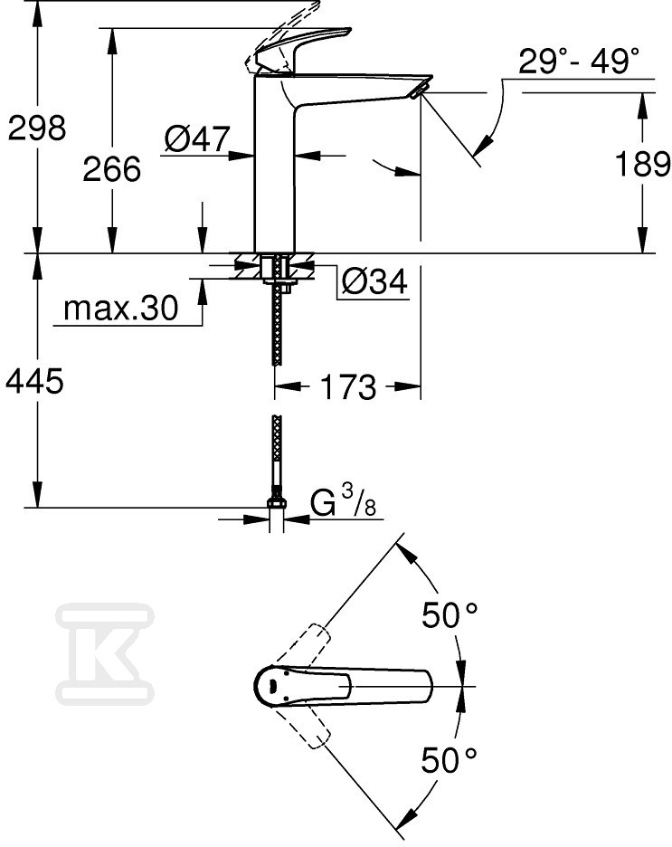 Bateria umywalkowa Grohe Eurosmart - 23971003