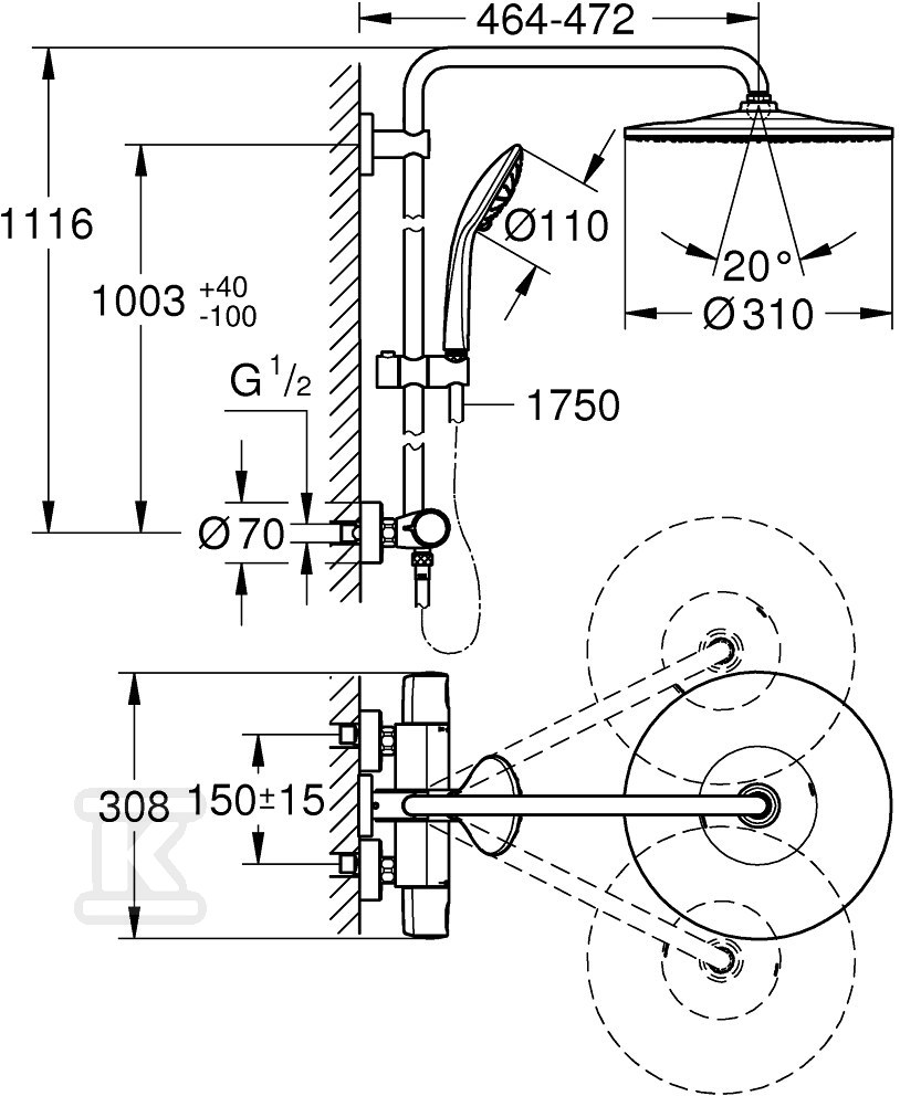 System prysznicowy Grohe Euphoria 310 z - 26723000