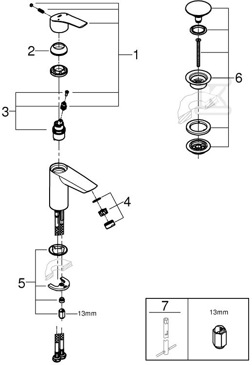 Eurosmart Single lever basin mixer, - 23922003