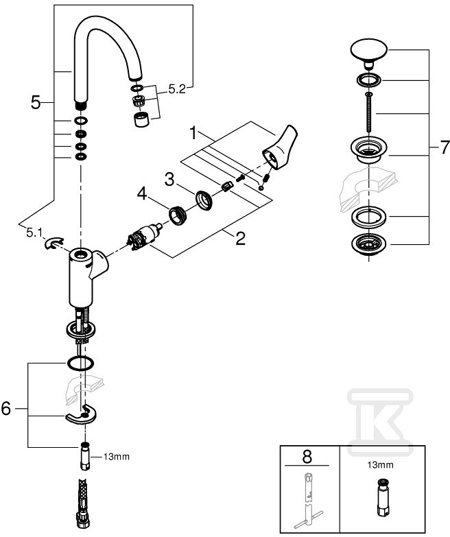 Grohe Eurosmart egykaros - 23970003