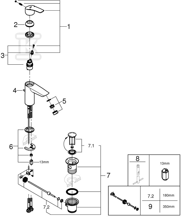 Eurosmart Single lever basin mixer, - 33265003